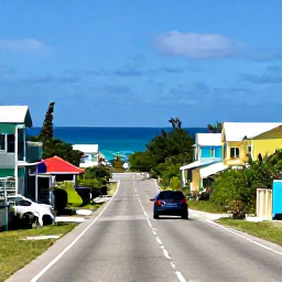 Caribbean Holidays, Cayman Islands Tours, A scenic coastal road trip in Grand Cayman with a rental car passing colourful houses, lush vegetation and the Caribbean sea