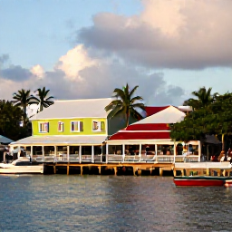 Caribbean Holidays, Cayman Islands Tours, George Town waterfront in Grand Cayman with colourful buildings, local shops, a harbour and visitors enjoying a relaxed October afternoon