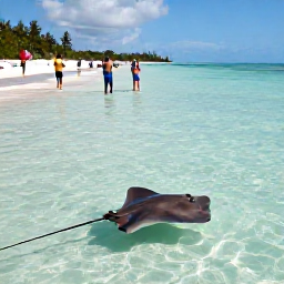 Caribbean Holidays, Cayman Islands Tours, Visitors standing in shallow clear water with friendly southern stingrays at Stingray City, Grand Cayman
