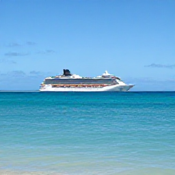 Caribbean Holidays, Cayman January Cruises, Cruise ship anchored off George Town, Grand Cayman, with clear turquoise water, bright January sunshine and a peaceful Caribbean coastline