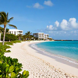 Caribbean Holidays, Cayman Luxury Holidays, A luxurious beachfront resort on Seven Mile Beach in Grand Cayman during a bright August morning