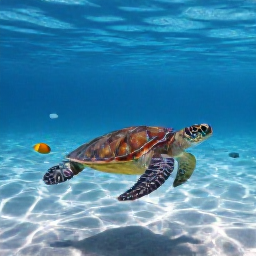 Caribbean Holidays, Cayman Luxury Holidays, Snorkeller swimming with colourful tropical fish and a graceful sea turtle in clear Caribbean water near Grand Cayman
