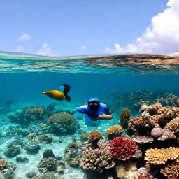 Caribbean Holidays, Cayman Luxury June, Couple snorkelling over colourful coral reef in clear Caribbean water near Grand Cayman, bright tropical fish and sunshine
