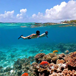 Caribbean Holidays, Cayman Luxury October, Couple snorkelling in clear Caribbean water near Grand Cayman, colourful fish, coral reef and bright October daylight