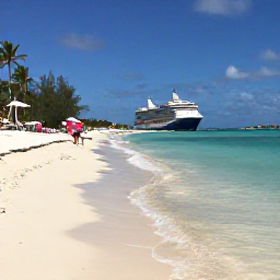 Caribbean Holidays, Cayman March Cruises, Visitors relaxing on Seven Mile Beach in Grand Cayman during March, clear shallow water, soft white sand and gentle palm trees under a blue sky