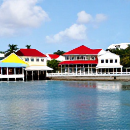 Caribbean Holidays, Cayman March Tours, Friendly guide leading a small group through George Town, Grand Cayman, colourful Caribbean buildings, local shops and historic waterfront