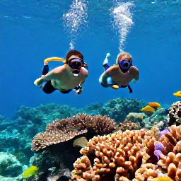 Caribbean Holidays, Cayman Multi-Centre, Couple snorkelling over a colourful coral reef near Grand Cayman with tropical fish and clear blue water