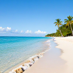 Caribbean Holidays, Cayman Nature Holidays, A calm January morning at a Cayman Islands beach with clear turquoise water, pale sand, palm trees and a bright blue sky