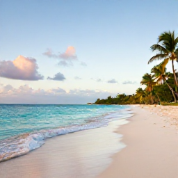Caribbean Holidays, Cayman Nature Holidays, A calm January morning on Seven Mile Beach in Grand Cayman, with turquoise water, pale sand and a few palm trees