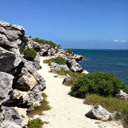 Caribbean Holidays, Cayman Nature Holidays, A peaceful coastal trail on Cayman Brac with rugged limestone cliffs, scrubland and wide blue sea under a clear sky