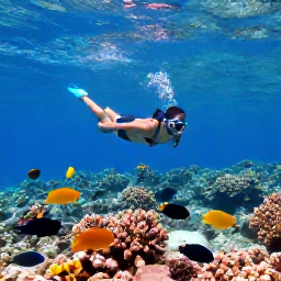Caribbean Holidays, Cayman Nature Holidays, A snorkeller swimming above a shallow coral reef in clear Cayman Islands water, surrounded by colourful tropical fish
