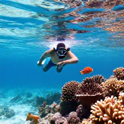 Caribbean Holidays, Cayman Nature Holidays, A snorkeller viewing colourful fish and coral in clear shallow water near Grand Cayman