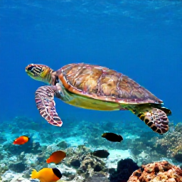 Caribbean Holidays, Cayman Nature Holidays, Green sea turtle swimming over a shallow Caribbean reef with colourful fish and clear blue water