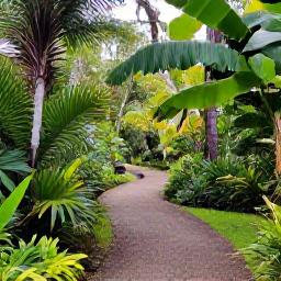 Caribbean Holidays, Cayman Nature Holidays, Green woodland and a winding nature trail in the Queen Elizabeth II Botanic Park on Grand Cayman, with native plants and tropical birds