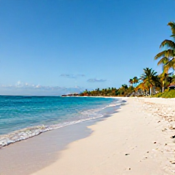 Caribbean Holidays, Cayman Nature Holidays, Quiet February morning at Seven Mile Beach in Grand Cayman, turquoise sea, soft white sand and palm trees under clear blue skies