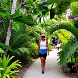 Caribbean Holidays, Cayman Nature Holidays, Visitors walking through lush woodland at the Queen Elizabeth II Botanic Park in Grand Cayman