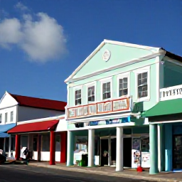 Caribbean Holidays, Cayman October, Visitors exploring George Town in the Cayman Islands, viewing historic buildings, colourful shops and local artwork on a sunny day
