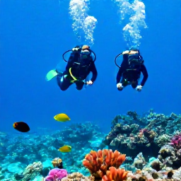 Caribbean Holidays, Cayman Scuba Diving, Scuba divers exploring a colourful shallow reef with angelfish and parrotfish near Grand Cayman