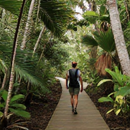 Caribbean Holidays, Cayman Solo December, Solo traveller exploring a quiet nature trail through mangroves and tropical vegetation in Grand Cayman