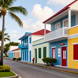 Caribbean Holidays, Cayman Solo Holidays, Solo traveller exploring colourful George Town streets and visiting the Cayman Islands National Museum, tropical afternoon setting