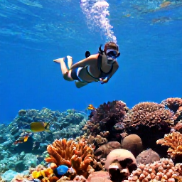 Caribbean Holidays, Cayman Solo January, Friendly solo visitor snorkelling above a colourful coral reef near Grand Cayman, with tropical fish and clear Caribbean water