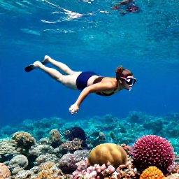 Caribbean Holidays, Cayman Solo July, Lone traveller swimming and snorkelling above colourful coral reef in clear Cayman Islands water