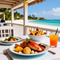 Caribbean Holidays, Cayman Spa Breaks, A colourful Cayman Islands restaurant serving fresh seafood and tropical dishes on a relaxed open-air terrace