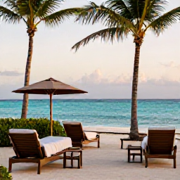 Caribbean Holidays, Cayman Spa Breaks, A tranquil luxury spa beside a turquoise Caribbean sea in Grand Cayman, with palm trees, treatment cabanas and soft morning light