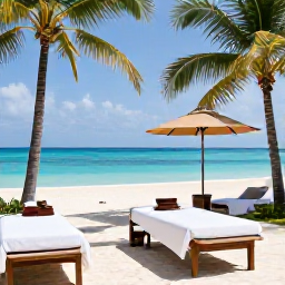 Caribbean Holidays, Cayman Spa Breaks, A tranquil luxury spa overlooking a turquoise Caribbean beach in the Cayman Islands, with treatment rooms, palms and soft November sunshine