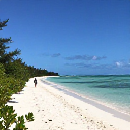 Caribbean Holidays, Cayman Walking Holidays, A lone walker following a shoreline path past mangroves and calm Caribbean sea near the Cayman Islands coast