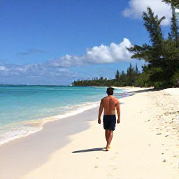 Caribbean Holidays, Cayman Walking Holidays, A relaxed traveller cooling off beside a sandy Caribbean beach after a morning walk in the Cayman Islands