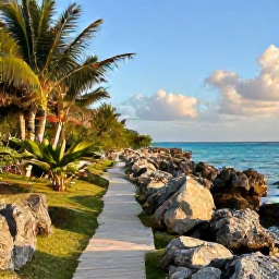 Caribbean Holidays, Cayman Walking Holidays, A scenic coastal walking trail on Grand Cayman in June, with turquoise sea, limestone rocks and tropical vegetation under soft morning sunlight