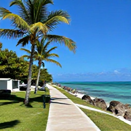 Caribbean Holidays, Cayman Walking Holidays, A sunny coastal walking trail beside turquoise Caribbean water on Grand Cayman in December, with palm trees and clear blue skies