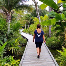 Caribbean Holidays, Cayman Walking Holidays, Visitors walking through the peaceful woodland boardwalks and wetlands of the Queen Elizabeth II Botanic Park in Grand Cayman