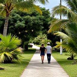 Caribbean Holidays, Cayman Walking Holidays, Walkers exploring a peaceful Cayman Islands nature reserve with palms, native trees and a clear marked trail
