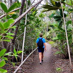 Caribbean Holidays, Cayman Walking Holidays, Walkers exploring a peaceful nature trail through mangroves and tropical woodland on Grand Cayman