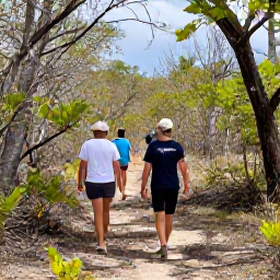 Caribbean Holidays, Cayman Walking Holidays, Walkers following a peaceful nature trail through dry woodland and low coastal vegetation on Grand Cayman