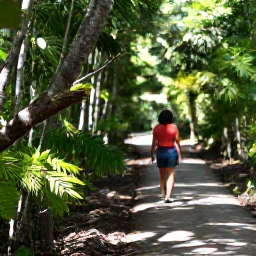 Caribbean Holidays, Cayman Walking Holidays, Walkers following a quiet nature trail through mangroves and tropical woodland in the Cayman Islands, with dappled sunlight