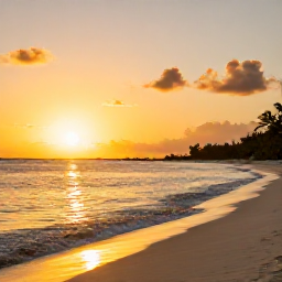 Caribbean Holidays, Cayman Wellness, Golden sunset over the calm Caribbean Sea beside Seven Mile Beach in Grand Cayman, relaxed holiday atmosphere