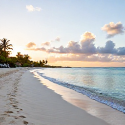 Caribbean Holidays, Cayman Wellness, Quiet white-sand beach in Grand Cayman at sunrise, calm turquoise water and a peaceful wellness holiday atmosphere