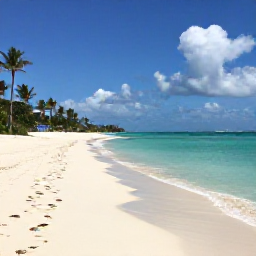 Caribbean Holidays, Cayman Wellness, Relaxing beach scene at Seven Mile Beach in Grand Cayman during February, calm turquoise water, soft white sand, a few palm trees and a peaceful atmosphere