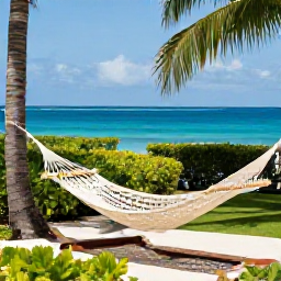 Caribbean Holidays, Cheap Adults-Only Holidays, Peaceful Caribbean adults-only holiday scene with hammock, tropical garden and blue sea in the background