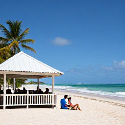 Caribbean Holidays, Cheap Antigua February, Budget-conscious couple enjoying a sunny Antigua beach holiday, simple seaside accommodation, local caf&eacute; and palm-lined coast