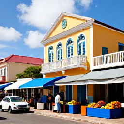 Caribbean Holidays, Cheap Antigua Holidays, Colourful local market in St John&rsquo;s Antigua with fresh fruit, friendly stalls and historic Caribbean buildings