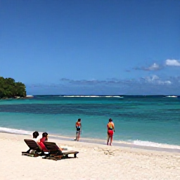 Caribbean Holidays, Cheap Antigua July, Travellers enjoying a peaceful white-sand beach in Antigua under a bright July sky, with sun loungers and clear shallow sea