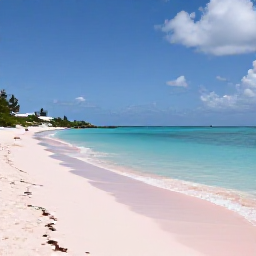 Caribbean Holidays, Cheap April Bermuda, A sunny pink-sand beach in Bermuda with calm turquoise water, a few relaxed visitors and soft spring light