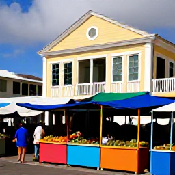 Caribbean Holidays, Cheap April Holidays, A friendly local market in Basseterre, Saint Kitts, with colourful stalls, fresh fruit and historic buildings