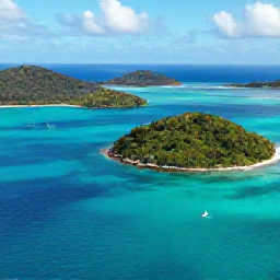 Caribbean Holidays, Cheap April Holidays, Aerial view of the British Virgin Islands in April, showing turquoise water, green islands and small sailing boats