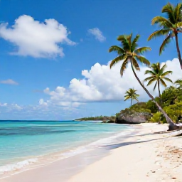 Caribbean Holidays, Cheap April Holidays, Bright Caribbean beach on Saint Vincent with calm turquoise water, palm trees and a relaxed April holiday atmosphere