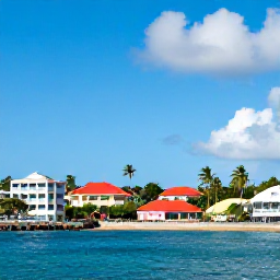 Caribbean Holidays, Cheap April Holidays, Colourful waterfront in Fort-de-France, Martinique, with palm trees, Caribbean buildings and bright April sunshine